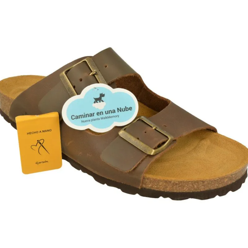 Garzon Zuecos|Bio Pinky De Con Doble Hevilla En Piel Nobuck Y Planta Anatomica Con Piso Microporoso Marron