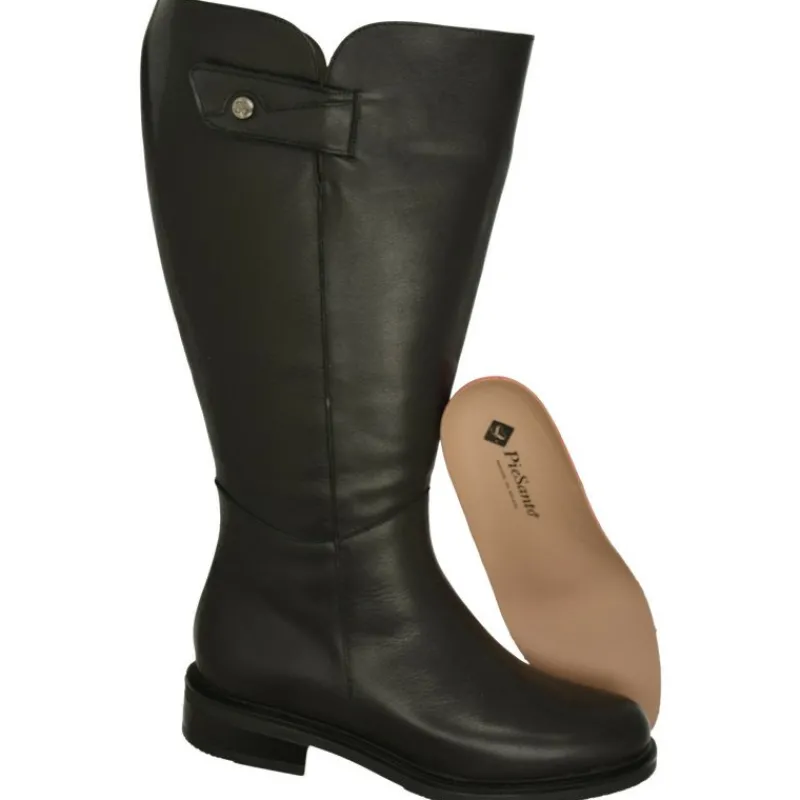 PieSanto Botas|Bota Alta De Con Cana De Ancho Especial 47 Cm De Pala Lisa Y Elastico En Cana. Piso De Goma Y Tacon De Suela Con Planta Negro