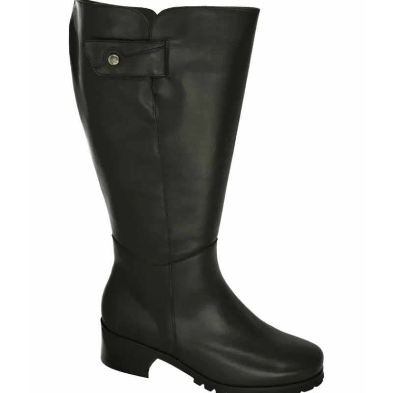 PieSanto Botas|Bota Alta De Con Cana De Ancho Especial 47 Cm De Pala Lisa Y Elastico En Cana. Piso De Goma Y Tacon De Suela Con Planta Negro