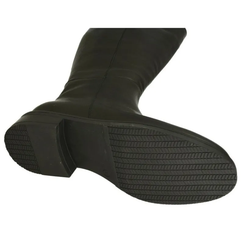 PieSanto Botas|Bota Alta De Con Cana De Ancho Especial 47 Cm De Pala Lisa Y Elastico En Cana. Piso De Goma Y Tacon De Suela Con Planta Negro