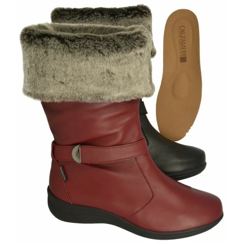Calzamedi Botas|Bota De Con Vuelta De Cuello En Borreguillo Con Piso De Amortiguacion Y Piel Muy Flexible Y Confortable