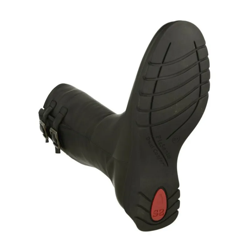 PieSanto Botas|Bota De Con Hebillas En Cana Y Ancho Medio De Gemelo, Piso De Caucho Y Planta De Descanso Movible Negro