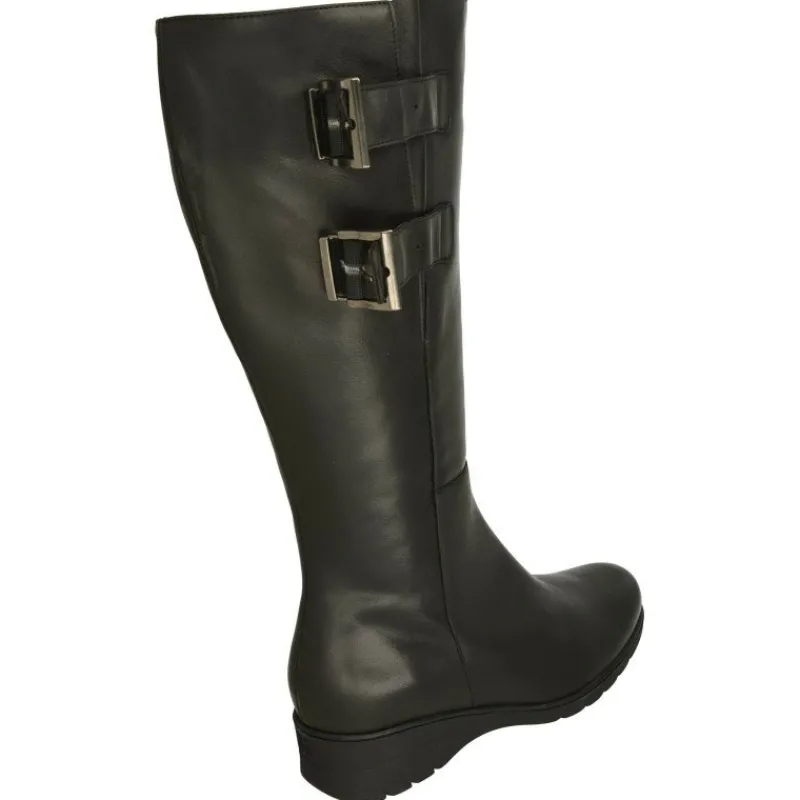 PieSanto Botas|Bota De Con Hebillas En Cana Y Ancho Medio De Gemelo, Piso De Caucho Y Planta De Descanso Movible Negro