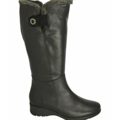 PieSanto Botas Cana Ancha|Bota De De Cana De 40 Cm, Con Cremallera Piso Goma Y Planta De Descanso Extraible Negro