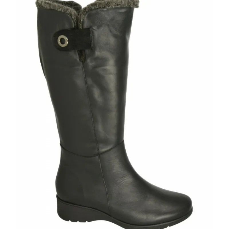 PieSanto Botas Cana Ancha|Bota De De Cana De 40 Cm, Con Cremallera Piso Goma Y Planta De Descanso Extraible Negro