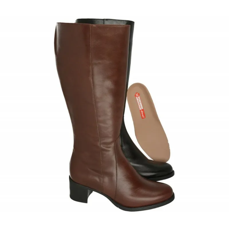 PieSanto Botas|Bota De De Cana Y Pala Lisa Con Ancho De Pierna Intermedio De 41 Cm, Tacon De Base Ancha Y Planta Extraible
