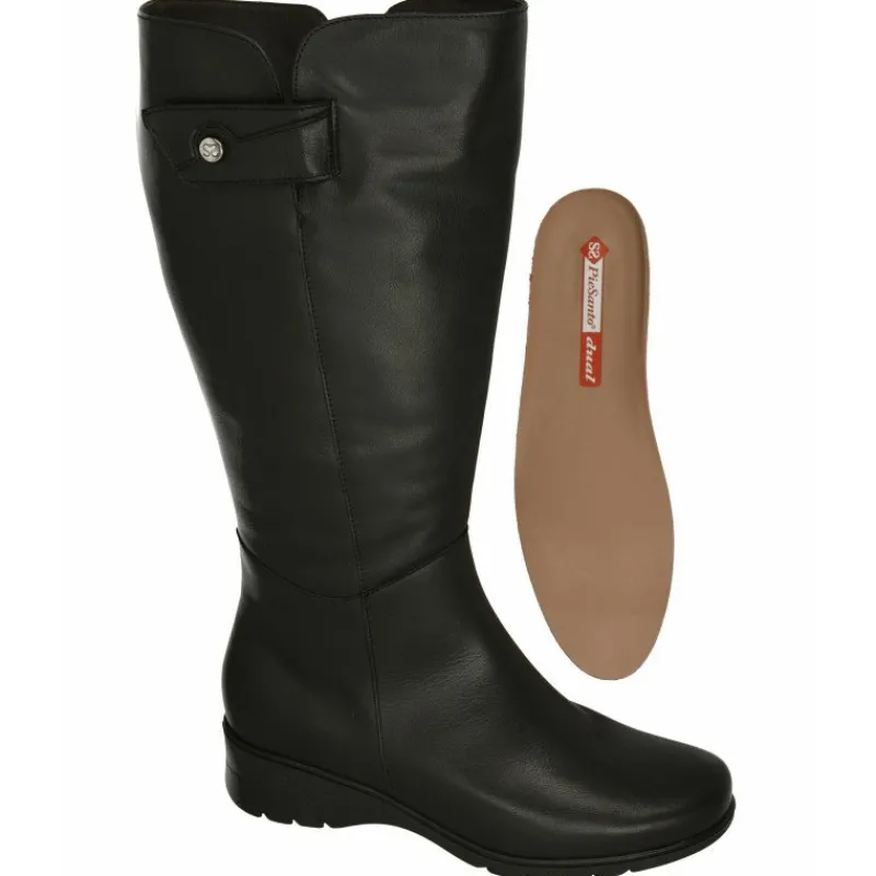 PieSanto Botas|Bota De De Pala Lisa Con Velcro En Cana De 44 Cm De Contorno, Planta Extraible Y Piso De Caucho Negro
