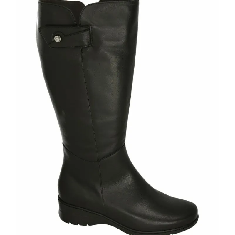 PieSanto Botas|Bota De De Pala Lisa Con Velcro En Cana De 44 Cm De Contorno, Planta Extraible Y Piso De Caucho Negro