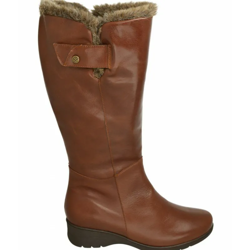 PieSanto Botas Cana Ancha|Bota De Cana De 43 Cm Y Pala Lisa, Cuello Lana Y Piso De Goma Con Planta De Descanso Extraible