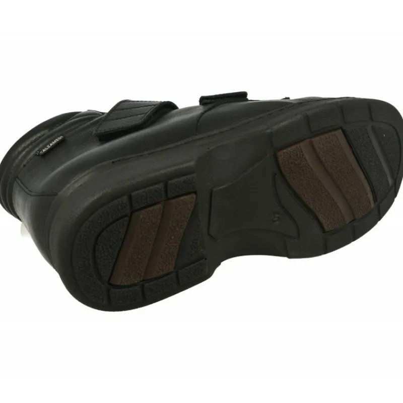 Calzamedi Botines|Bota Velcro De En Ancho 14 Para Pies Sensibles Con Planta De Descanso Movible Y Cuna De Goma Negro