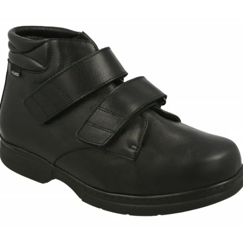 Calzamedi Botines|Bota Velcro De En Ancho 14 Para Pies Sensibles Con Planta De Descanso Movible Y Cuna De Goma Negro