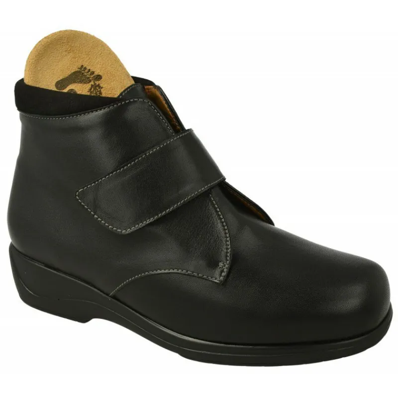 Alviflex Botines|Botin De Con Ajuste Por Velcro En Pala Lisa Y Piso De Amortiguacion En Ancho 14 Especial Plantillas Negro