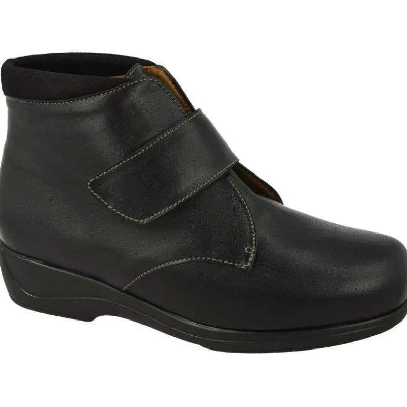 Alviflex Botines|Botin De Con Ajuste Por Velcro En Pala Lisa Y Piso De Amortiguacion En Ancho 14 Especial Plantillas Negro