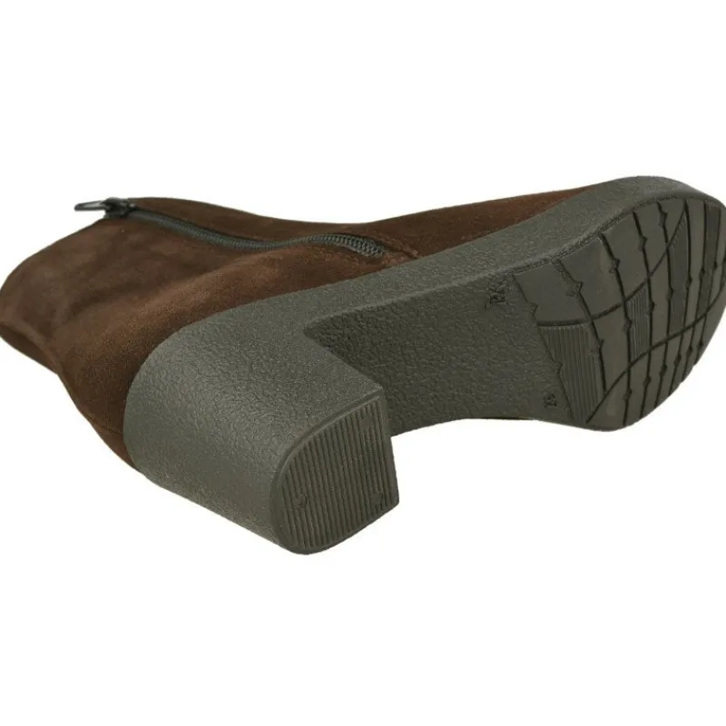 Comfort Class Botines|Botin De En Piel Nobuck De Pala Lisa Y Piso De Cuna Tacon Confortable Con Planta Extraible Niger