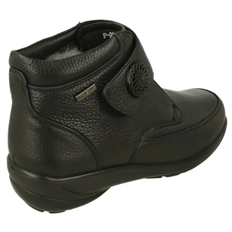 G Comfort Botines|Botin De Con Ajuste De Velcro En Piel Lisa Con Forro Y Membrana Impermeable Con Planta Extraible. Negro