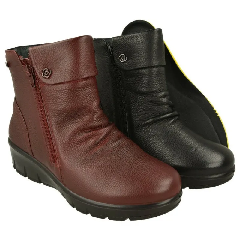 G Comfort Botines|Botin De Con Cremallera Lateral Y Pala Fruncida Con Cuna De Poliuretano Y Planta De Descanso Extraible