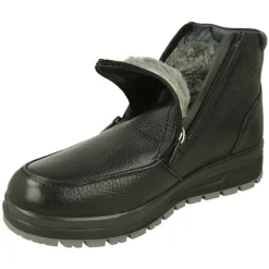 G Comfort Botines|Botin De Con Doble Cremallera Lateral Y Forro De Lana En Piel Impermeable Y Piso De Caucho Con Planta Extraible Negro