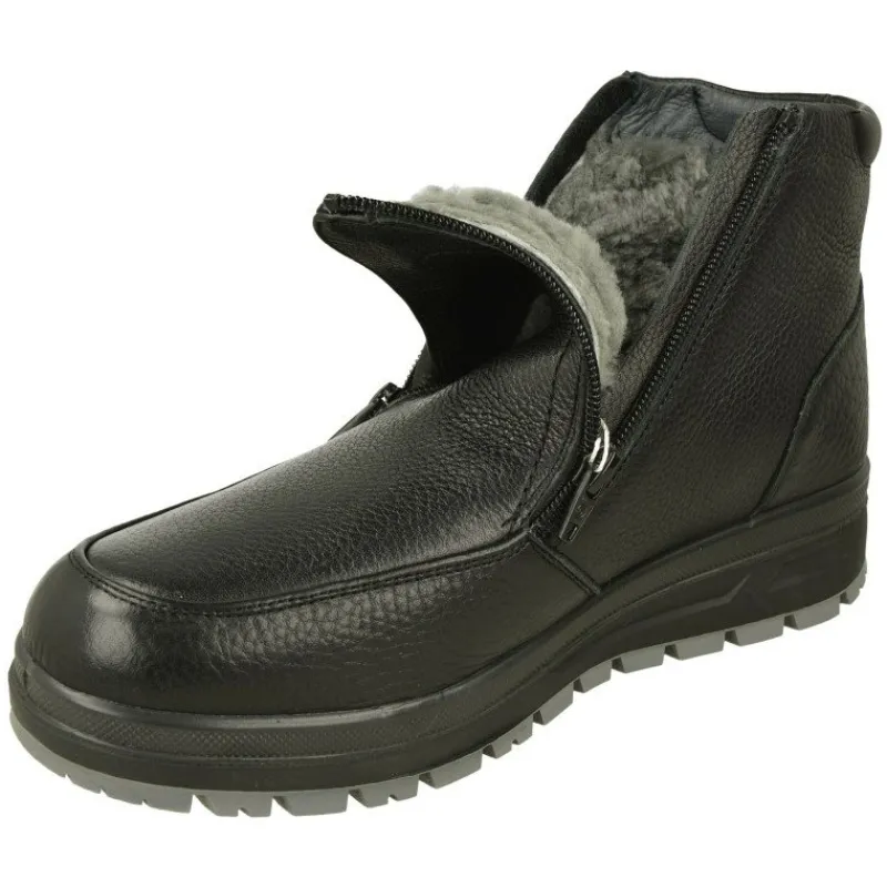 G Comfort Botines|Botin De Con Doble Cremallera Lateral Y Forro De Lana En Piel Impermeable Y Piso De Caucho Con Planta Extraible Negro