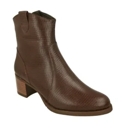 PieSanto Botines|Botin De Campero En Piel Tejus Grabado Con Tacon De Suela Y Cremallera Lateral Con Planta De Descanso Extraible