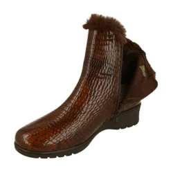 PieSanto Botines|Botin De En Piel Coco Charol Con Cuello Borreguillo, Piso De Cuna De Caucho Y Planta Descanso Extraible