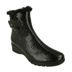 PieSanto Botines|Botin De En Piel Coco Charol Con Cuello Borreguillo, Piso De Cuna De Caucho Y Planta Descanso Extraible
