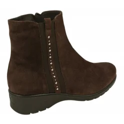 PieSanto Botines|Botin De En Piel Serraje Con Tira Lateral Elastica Con Pedreria Y Piso De Cuna De Goma Con Planta Extraible