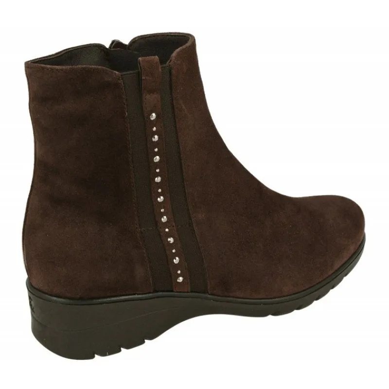 PieSanto Botines|Botin De En Piel Serraje Con Tira Lateral Elastica Con Pedreria Y Piso De Cuna De Goma Con Planta Extraible