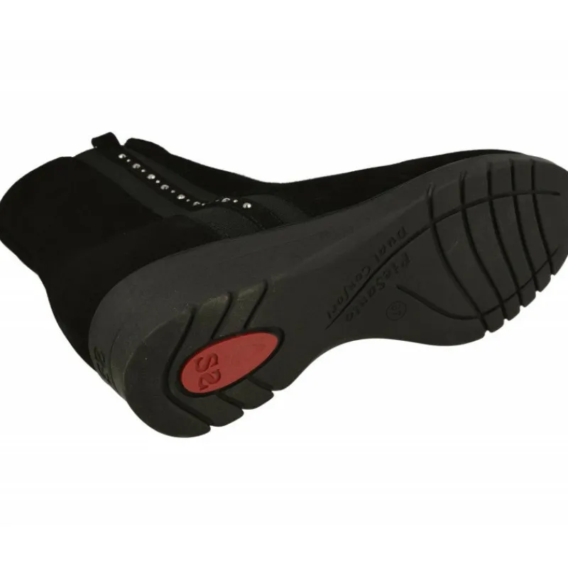 PieSanto Botines|Botin De En Piel Serraje Con Tira Lateral Elastica Con Pedreria Y Piso De Cuna De Goma Con Planta Extraible