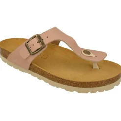Garzon Sandalias|Chinela De Esclava Con Hebilla Lateral Planta Anatomica De Piel Con Goma Microporosa Beige