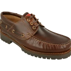 EDWARD'S Zapatos Comodos Para Trabajar|Cordon De Edwards Nautico En Piel Vacuna Con Piso De Goma Lligera Y Flexible Marron