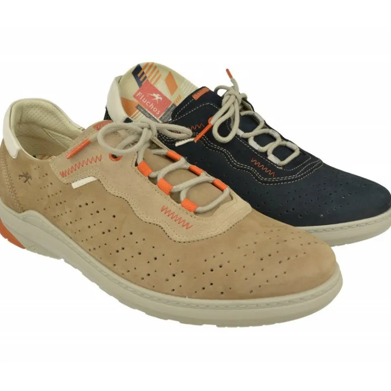 Fluchos Zapatos Para Caminar|Cordon De En Piel De Nobuck Picada Y Transpirable Con Ligero Piso De Poliuretano Y Plantilla Anatomica De Descanso