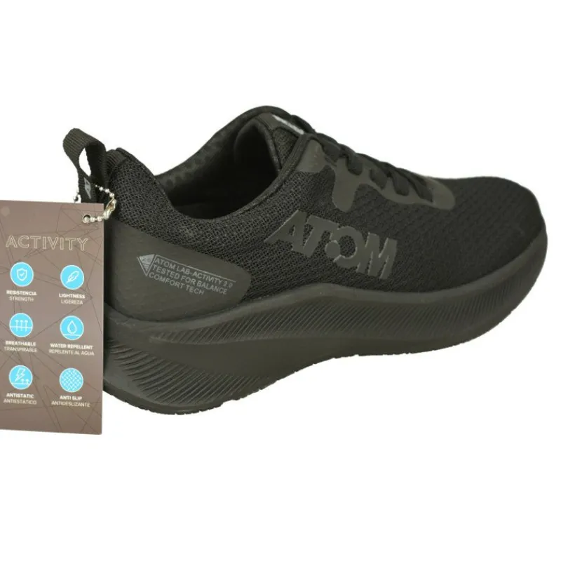 Fluchos Deportivos|Cordon De En Tejido Elastico Con Repelente De Agua, Piso De Poliuretano Y Planta Anatomica Extraible, Ideal Para Trabajo Negro