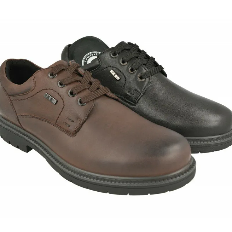 G Comfort Zapatos Comodos Para Trabajar|Cordon De De Pala Lisa En Piel Engrasada Con Membrana Impermeable Y Piso De Caucho Con Planta De Descanso Extraible