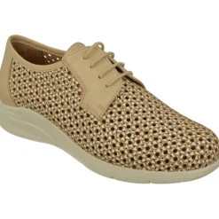 PieSanto Cordones|Cordon De En Piel Picada Combinada Con Piso De Poliuretano Y Planta De Descanso Extraible Taupe