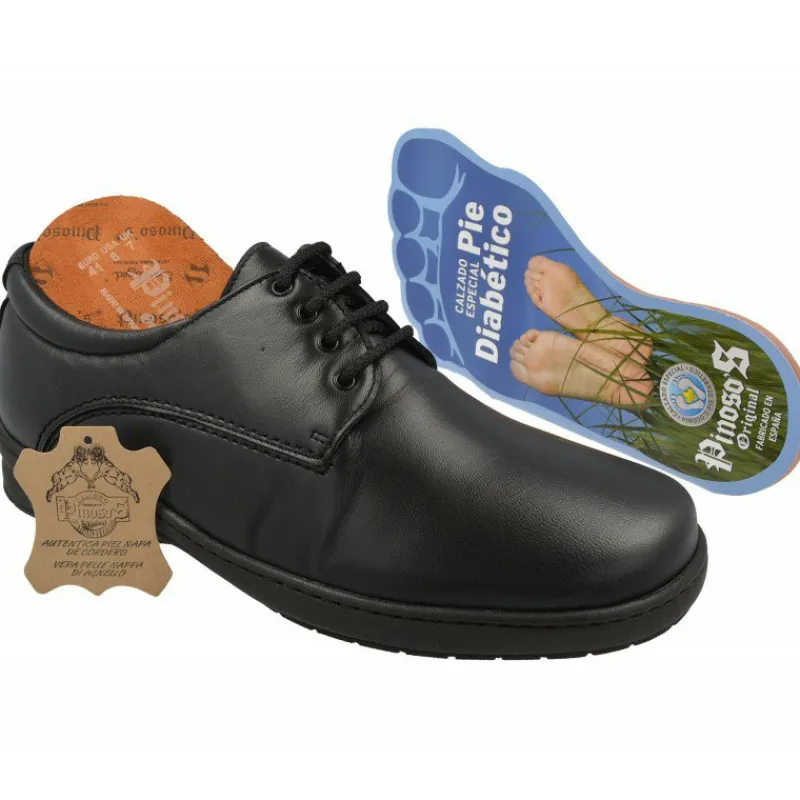 Pinosos Zapatos Comodos Para Trabajar|Cordon De En Pala Lisa Especial Para Pies Diabeticos En Ancho 13 Y Piso De Descanso Negro