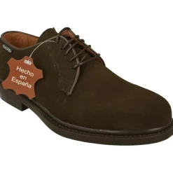SNIPE Zapatos Comodos Para Trabajar|Cordon De Clasico Pala Lisa En Piel De Serraje Con Piso De Caucho Flexibloe Y Confortable Marron
