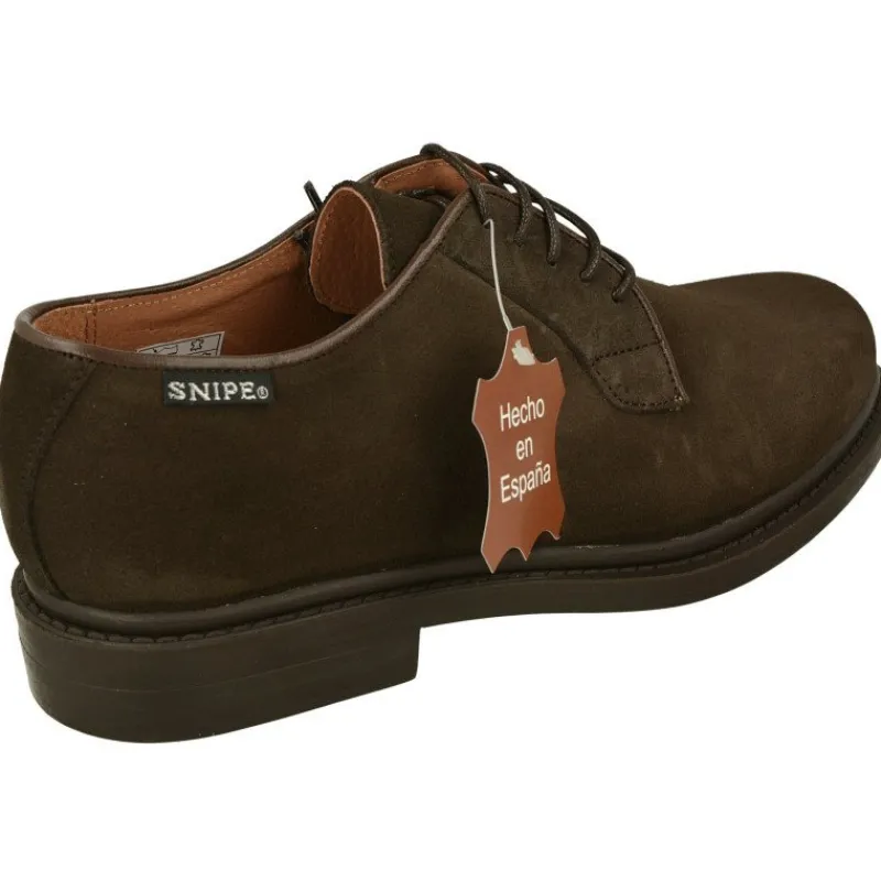SNIPE Zapatos Comodos Para Trabajar|Cordon De Clasico Pala Lisa En Piel De Serraje Con Piso De Caucho Flexibloe Y Confortable Marron