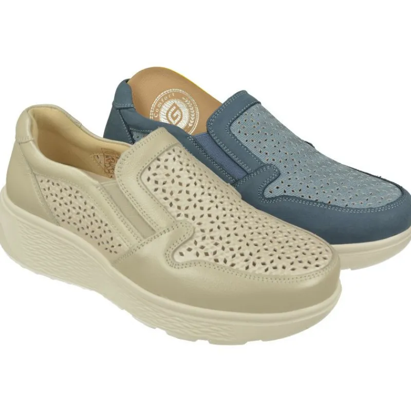 G Comfort Mocasines|Mocasin De En Piel Picada Combinada Con Elasticos En Pala Y Piso Aligerado Con Planta Anatomica Extraible
