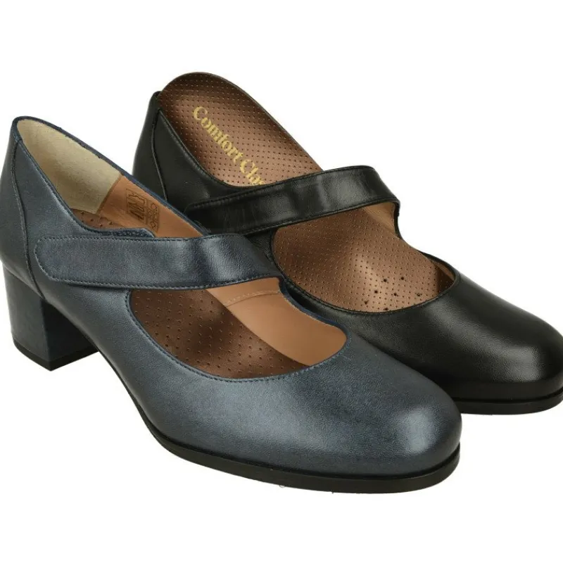 Comfort Class Zapatos Con Pulsera|Pulsera De Confort Class Con Ajuste Por Tira De Velcro. Tacon De Base Ancha Con Planta De Descanso Extraible Y Piso De Goma