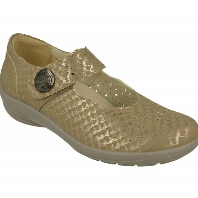 G Comfort Zapatos Con Pulsera|Pulsera De En Piel Grabada Y Picada Con Tira De Velcro Ajustable, Planta De Descanso Movible Y Piso De Poliuretano