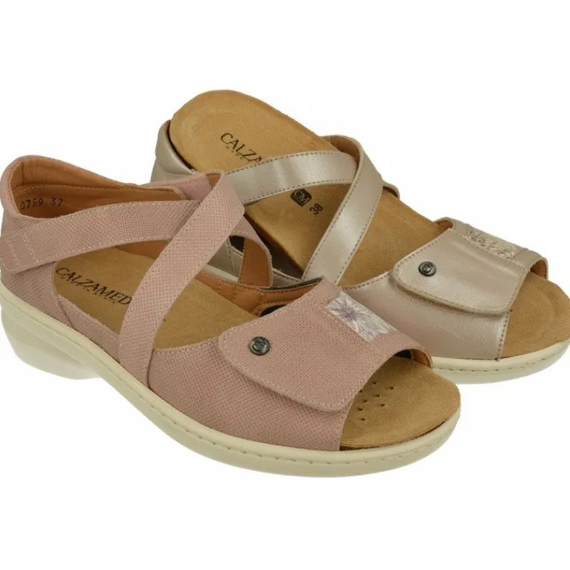 Calzamedi Zapatos Para Pies Diabeticos|Puntera Abierta De Con Tira De Velcro En Pala Y Doble Tira Ajustable Tobillo, Piso De Poliuretano Y Planta Extra