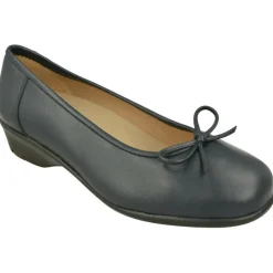 Calzamedi Zapatos Salon|Salon De En Piel Lisa Con Lazo Y Goma Elastica Ajustable Al Hueco, Planta Anatomica Extraible, Horma Muy Ancha Y Piso