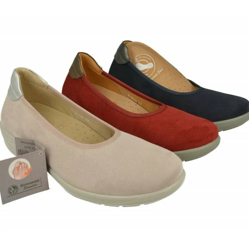 G Comfort Zapatos Salon|Salon De G Confort En Piel Antelina Liso Con Hueco Elastico Y Piso De Poliuretano Con Planta De Descanso Extraible