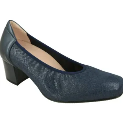 RIKO Zapatos Salon|Salon De Rico En Pala Lisa Y Piel Grabada Elastica, Escote Redondo Con Elastico Al Hueco Y Tacon Forrada De 5 Cm