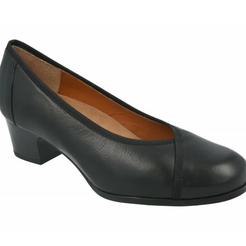 Comfort Class Zapatos Salon|Salon De Tacon En Piel De Tafilete Con Planta Movible Y Elastico Al Hueco Negro