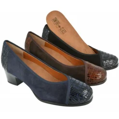 Comfort Class Zapatos Salon|Salon De Tacon Combinado En Ante Y Charol Con Planta Anatomica Movible Y Tacon De 3,5Cm