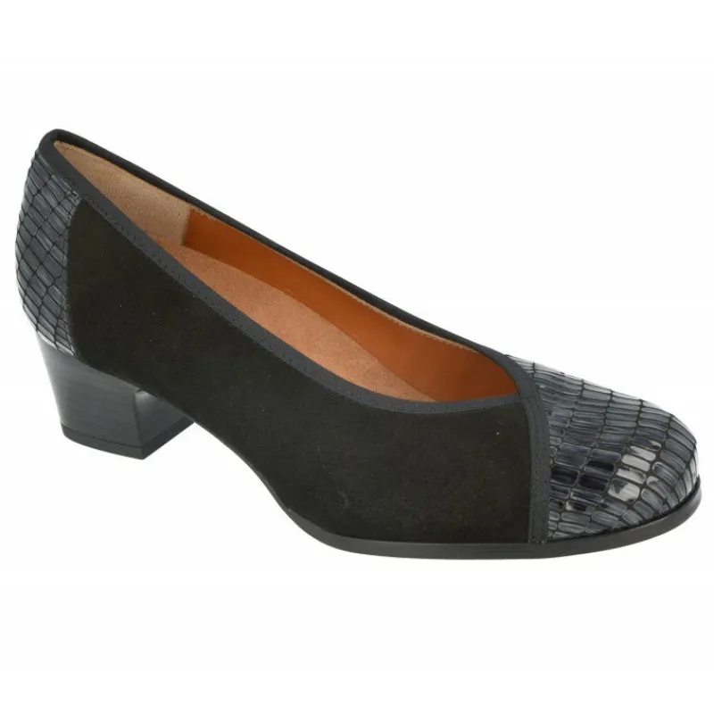 Comfort Class Zapatos Salon|Salon De Tacon Combinado En Ante Y Charol Con Planta Anatomica Movible Y Tacon De 3,5Cm