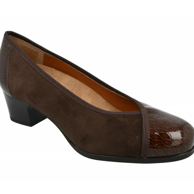 Comfort Class Zapatos Salon|Salon De Tacon Combinado En Ante Y Charol Con Planta Anatomica Movible Y Tacon De 3,5Cm