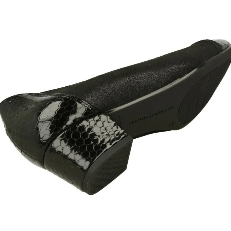 Doctor Cutillas Zapatos Salon|Salon Del De Puntera Recta Y Talon En Coco Charol Y Piel Elastica Adaptable Con Planta De Descanso Extraible