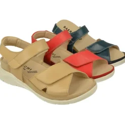 Baerchi Sandalias|Sandalia De Con Doble Tira De Velcro Ajustable En Piel Vacuna, Planta Anatomica Extraible Y Piso De Poliuretano